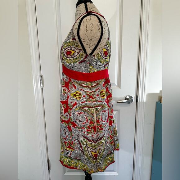 Tibi New York Sz 8 paisley Silk Dress Bright Colors Preppy Designer Resort Party - Picture 5 of 16